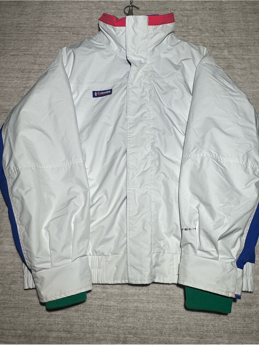 Columbia White Bugaboo 3-in-1 Ski Jacket with Blue, Green & Pink Accents